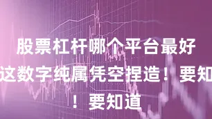 股票杠杆哪个平台最好用这数字纯属凭空捏造！要知道